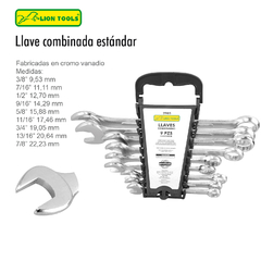 LLAVES COMBINADAS ESTANDAR (JUEGO DE 9 PZ)