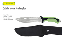 CUCHILLO 7 1/2" MANGO BIMATERIAL VERDE FUNDA NYLON LION TOOLS