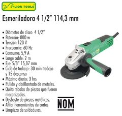 ESMERILADORA 4-1/2" - 800w - 11,500 rpm (VELOCIDAD VARIABLE)