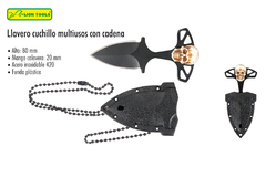 LLAVERO CUCHILLO DOS FILOS MULTIUSOS CON CADENA