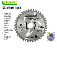 DISCO SIERRA CIRCULAR 10" x 1" - 40 DIENTES