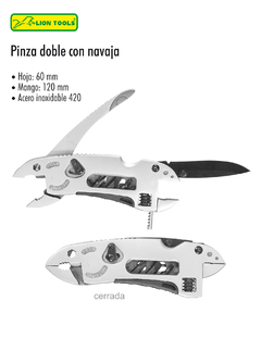 PINZA DOBLE CON NAVAJA (ACERO INOXIDABLE - 12O MM)