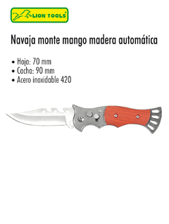 NAVAJA 3" MANGO MADERA AUTOMATICA CLIP