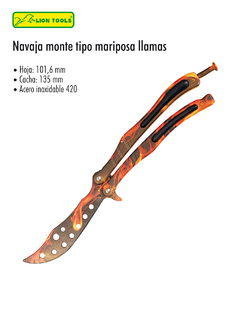 NAVAJA MONTE MANGO TIPO MARIPOSA LLAMAS #9569 (4" - 10.16 CM)