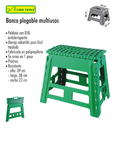 BANCO PLEGABLE MULTIUSOS - SOPORTA HASTA 120 KG.