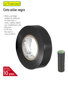 CINTA DE AISLAR NEGRA 19 MM x 9 M (10 PZ)