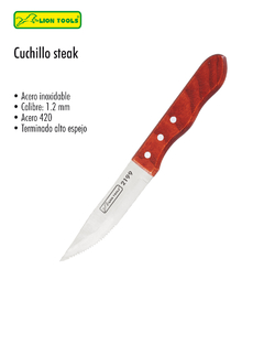 CUCHILLO STEAK 5" MANGO MADERA LION TOOLS