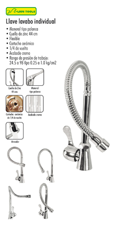 LLAVE LAVABO INDIVIDUAL METAL CROMADO