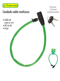 CANDADO CABLE 6 MM MULTIUSOS (60 CM)