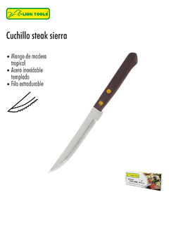 CUCHILLO STEAK MANGO DE MADERA SIERRA 1 PZ LION TOOLS