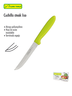 CUCHILLO STEAK MANGO PLASTICO VERDE LISO 1 PZ LION TOOLS