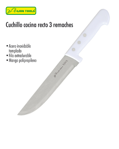 CUCHILLO COCINA RECTO 3 REMACHES MANGO PLASTICO 8" LION TOOLS