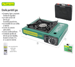 ESTUFA DE GAS PORTATIL + CAJA DE PROTECTORA DE PLÁSTICO