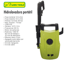 HIDROLAVADORA PORTATIL 1,600 PSI - 1,400 W