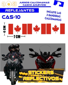 Calcomanías Reflejantes 3 Banderas De Canada Casco Moto Auto Etc