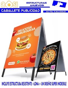 Caballete Publicitario + Lona + Diseño Vip De 90x60 Cm Plus - Ahuevosi