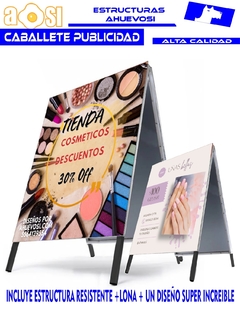 Caballete Publicitario + Lona + Diseño Vip De 90x60 Cm Plus en internet