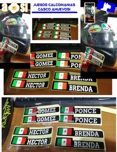 10 CALCOMANIAS REFLECTIVAS PARA CASCO BICI MOTO O AUTO NOMBRE PERSONALIZADO