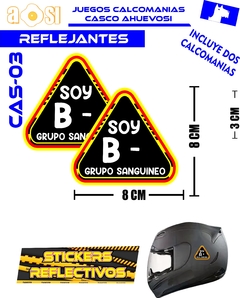 TIPO DE SANGRE CALCOMANIAS REFLECTIVAS PARA CASCO BICI MOTO O AUTO - comprar en línea