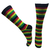As meias divertidas reggae, são unissex, seus desenhos são em jacquard, um bordado ,  é feita em algodão, q é uma fibra natural.