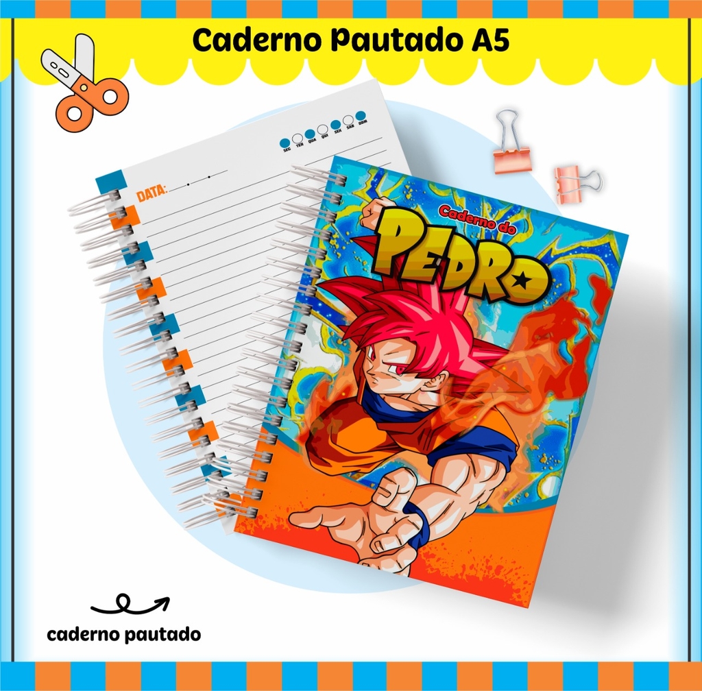 Caderno de Caligrafia A5 no Tema Dragon Ball Z