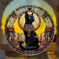 Caçador de Sol Acrílico da Deusa Egípcia Bastet 20.32cm X 20.32cm - Decoração de Parede com Tema Animal para Sala de Est - comprar online