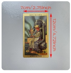 Espanhol e Inglês Golden Foil Tarot Deck, Cartas de Profecia para Iniciantes com 2 Idiomas Guia, 12x7cm Toro - Margaran Comércio