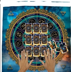 Toalha para Tarot Cigano Astrológica Signos e Planetas 70x70 - Margaran Comércio