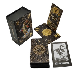 Imagem do Gold Foil Tarot Deluxe com folha de ouro à prova d'água, Caixa preta e dourada, Waite clássico iniciante, profissional