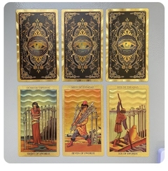 Espanhol e Inglês Golden Foil Tarot Deck, Cartas de Profecia para Iniciantes com 2 Idiomas Guia, 12x7cm Toro na internet