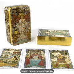 Golden Art Nouveau Tarô de Arte Dourada com 78 Cartas - Lata