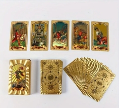 Gold Foil Tarot Deck Tarô de Cartas Douradas Baralho Plastificado Impermeável