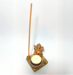 Porta Vela/Incensário em Resina Ganesha Dourado - 8cm - comprar online