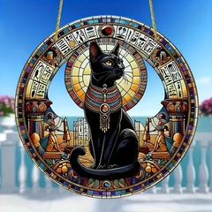 Caçador de Sol Acrílico da Deusa Egípcia Bastet 20.32cm X 20.32cm - Decoração de Parede com Tema Animal para Sala de Est - loja online