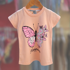 REMERA NENA MARIPOSA SALMÓN