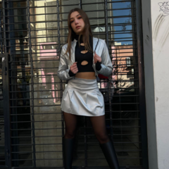 Falda pollera mini color plateado - comprar online