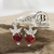 AR 1473 - Aros argollas cubics CORAZON rojo (PLATA LAMINADA)