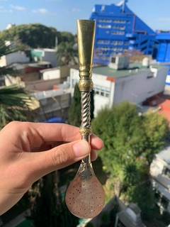 Bombillón recto doble tubo alpaca-bronce