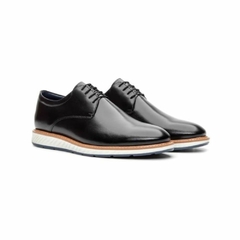 Sapato Couro Casual Masculino Derby Foster Preto Olivieri