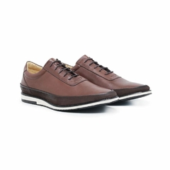 Sapato Casual Oxford Couro Olivieri cor Tabaco