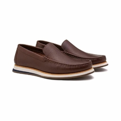 Sapato Mocassim Masculino Couro Masfut Tan Café Olivieri