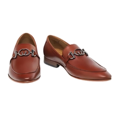 Sapato Social Loafer de Couro Caramelo Masculino Olivieri