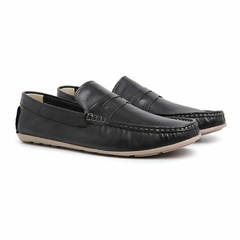 Sapato Mocassim Casual Masculino Couro Leon Preto Olivieri