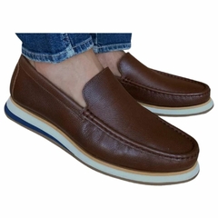 Sapato Mocassim Masculino Couro Masfut Tan Café Olivieri - Olivieri Calçados