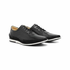 Sapato Casual Oxford Couro Olivieri cor Preto