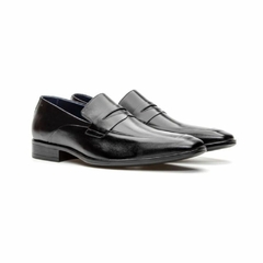 Sapato Social Couro Loafer Clássico Masculino Preto Olivieri