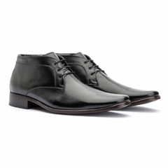 Bota Social Couro Ankle Boot De Amarrar Preta Olivieri