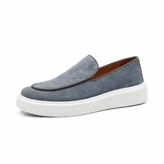 Sapato Loafer Casual Masculino Couro Camurça Cinza Olivieri na internet