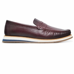 Sapato Mocassim Masculino Couro Gravata Bordô Olivieri - comprar online