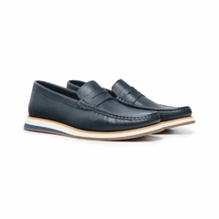 Sapato Mocassim Masculino Couro Gravata Marinho Olivieri